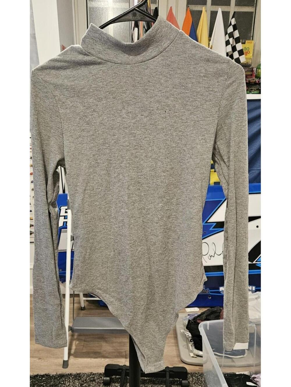 Just Polly New York Light Grey Bodysuit Size Large